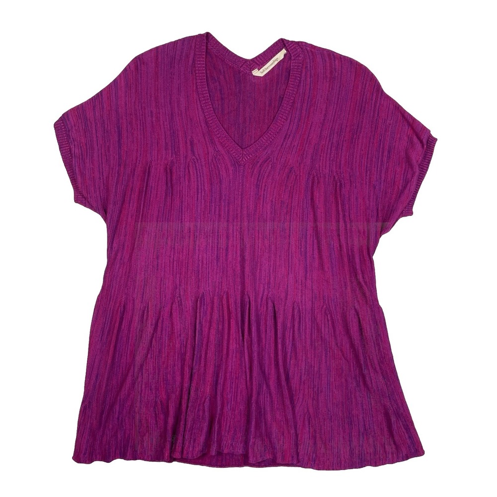 Soft Surroundings Short Sleeve Medium Tunic Blouse Boho Top Soft Viscose Pink